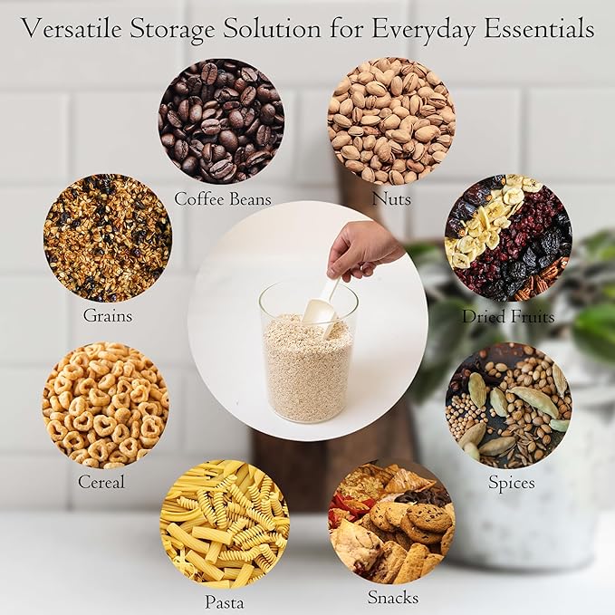 Glass Storage Jars Set Elegant Containers with Airtight Bamboo Lids, Perfect for Kitchen Organization - Flour, Rice, Pasta, Sugar, Coffee Beans, Accessories Included (2 packs(111oz))