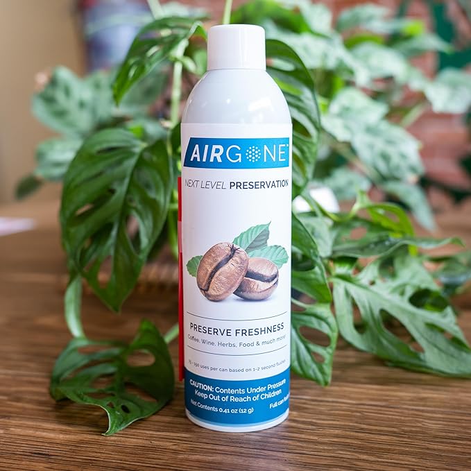 Airgone Argon Gas Flush for Wine, Coffee and Food Preservation - Fresh Port and Airscape Preserver Accessory - Extend Freshness, Protect Taste - Food Grade Inert Gas Argon Spray Canister