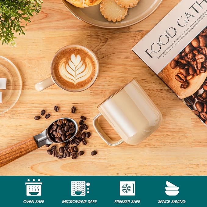 vancasso Coffee Mugs Set of 6, 12 Oz Ceramic Coffee Cups with Handle, Ceramic Unique Glaze Coffee Cup for Cappuccino, Latte, Tea, Cocoa, Dishwasher & Microwave Safe Gift Sets, Brown, Series PLAYA