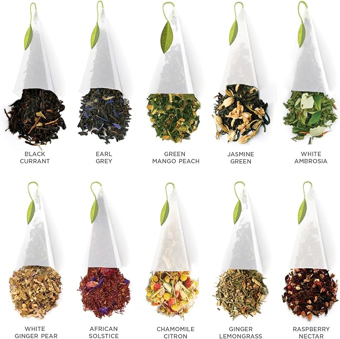 Tea Forté TEA TASTING ASSORTMENT Presentation Box Tea Sampler, Assorted Variety Tea Box, 20 Handcrafted Pyramid Tea Infuser Bags – Black Tea, White Tea, Green Tea, Herbal Tea