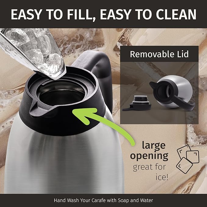 Cresimo Thermal Coffee Carafe 68oz / 2L - 12 Hours Hot Beverage Dispenser, Insulated Stainless Steel Carafe for Liquids, Coffee Carafes For Keeping Hot Water Dispenser for Parties - Large Tea Flask