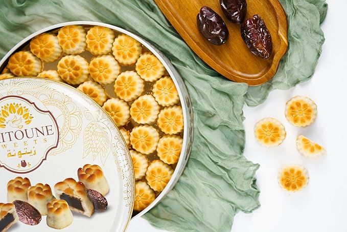 Zaitoune Maamoul Date Cookies - 18 oz – Authentic Middle Eastern Sweets | Arabic Cookies with Dates – Premium Dessert Gifts in Elegant Tin