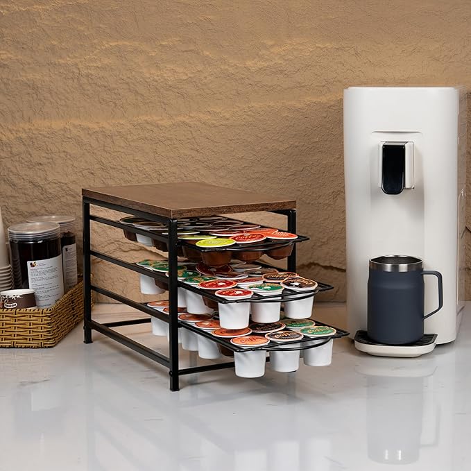 Coffee Pod Drawer Holder for K cup, 3tier Coffee Pod Drawer Organizer, No Assembly Required, K Cup Holder with 54 Capacity Capsule Pods. Suit for Home Office,Kitchen,Cafe Counter. (Black)