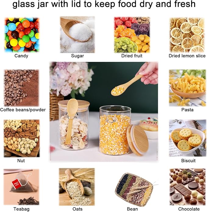 CNWSGEM Sugar Bowls Sugar Container 25.36 FL OZ Glass Coffee Canister Airtight Food Storage Jar with Lid and Spoon Candy Jar Coffee Bar Accessories Storage Beans Powder (Cylindrical)