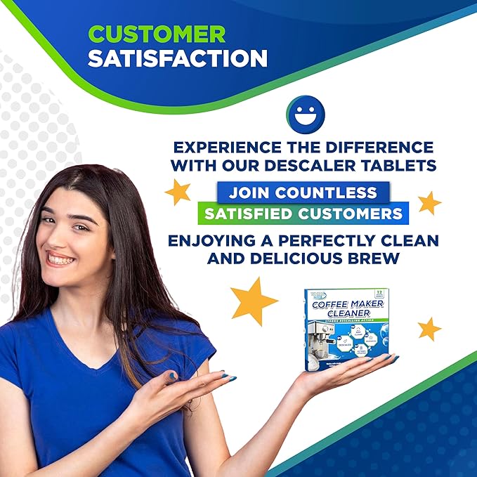 Coffee Machine Descaler Tablets – 24 Count, Coffee Maker Cleaner Tablets Compatible with All Major Brands Including Breville, Nespresso, Keurig, Ninja, Philips,Miele, Delonghi & more