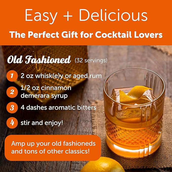 Shaker & Spoon Cinnamon Demerara Syrup, 16oz Craft Cocktail Syrup, Mocktails, Non Alcoholic Drinks, Cocktail Mixers, Flavored Syrups for Drinks