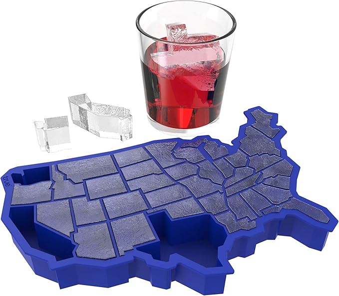 TrueZoo U Ice of A Silicone Ice Cube Tray, Makes 38 Cubes, Flexible Mold for Whiskey, Cocktails, Party Drinks Perfect for Game Night, Tailgate, Home Bar Accessories, Set of 1, Blue