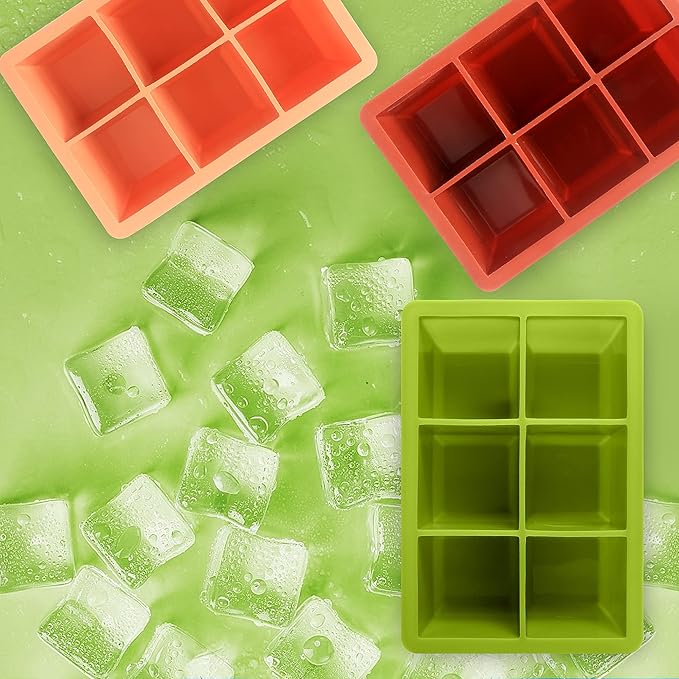 Silicone Ice Cube Trays 3 Pack - Large Size Silicone Ice Cube Molds with Leak Proof Removable Lid Square Ice Cube Tray And BPA Free for Cocktail,Whiskey, Stackable Flexible Ice