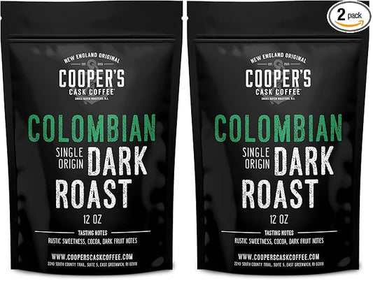 Dark Roast Colombian Coffee Single Origin Whole Bean 12oz (Pack of 2)