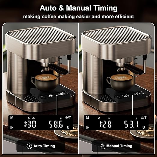 Rechargeable Mini Coffee Scale, Diyife Pour Over Coffee Scale with Timer, 2kg/0.1g Accurate Scale, Auto/Manual Timing, Mini Portable Digital Kitchen Scale for Drip Coffee, Espresso, French Press