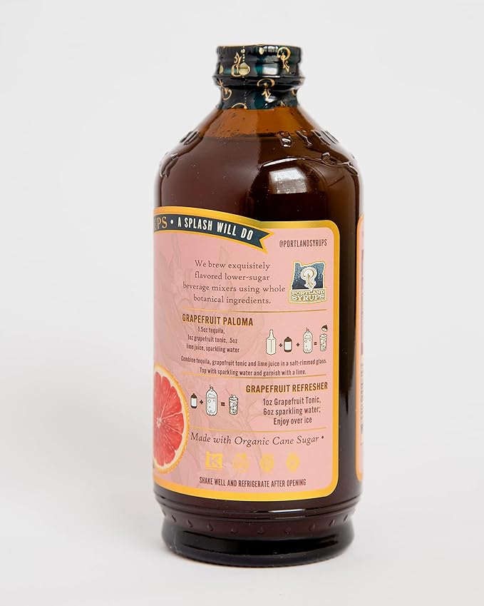 Portland Syrups Grapefruit Tonic Syrup - Refreshing Citrus Flavor - Premium Beverage Concentrate for Cocktails, Mocktails, Tea, and More - 12 oz with 12 Servings (Pack of 2)