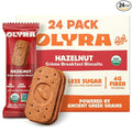 Olyra Hazelnut Cocoa Sandwich Breakfast Biscuits, Healthy Snacks for Adults and Kids, Low Sugar, High Fiber, Organic Vegan Cookies, with Ancient Greek Grains, USDA Certified Organic, Non GMO, 24 Packs