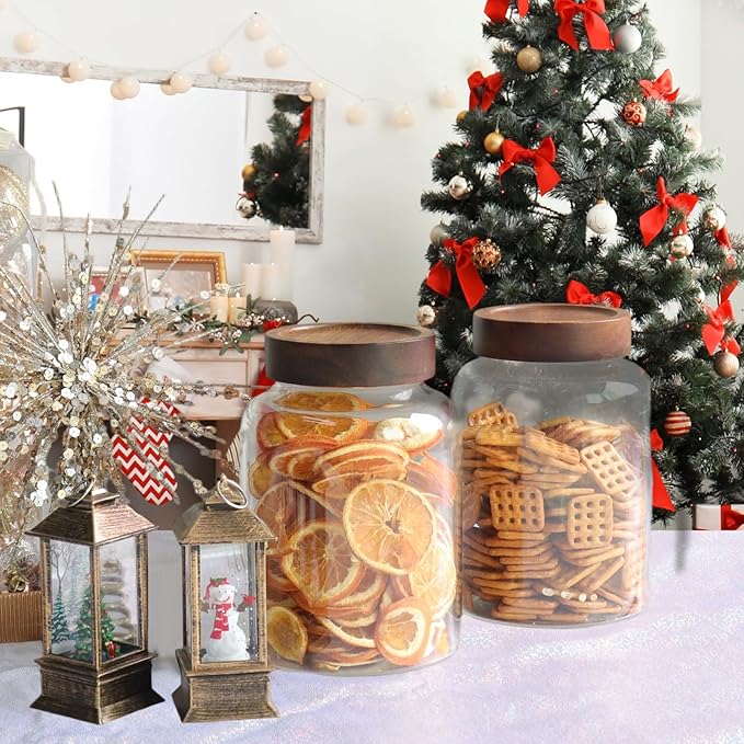 Glass Spice Jar Coffee Sugar Container Airtight Glass Jar Food Storage Canisters Bottle for Kitchen Seasoning Tea Herb Overnight Oats Bar Parfait Snacks (1800ml(60oz)-1 pack-no spoon)