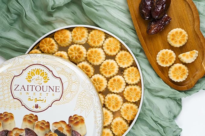 Zaitoune Maamoul Date Cookies - 18 oz – Authentic Middle Eastern Sweets | Arabic Cookies with Dates – Premium Dessert Gifts in Elegant Tin