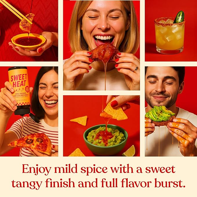 Hot Honey - Sweet Heat 100% Pure New Zealand Raw Manuka Spicy Honey MGO 100+ - Chili-Infused for Cooking & Grilling - No Added Sugar - 11.6oz Squeeze Bottle