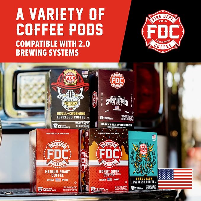 Fire Department Coffee - Gives Back to Firefighters - Original Medium Roast Coffee Pods - Balanced & Smooth - Roasted in the USA - Premium K Cups - Veteran Owned - 24 Single Pods