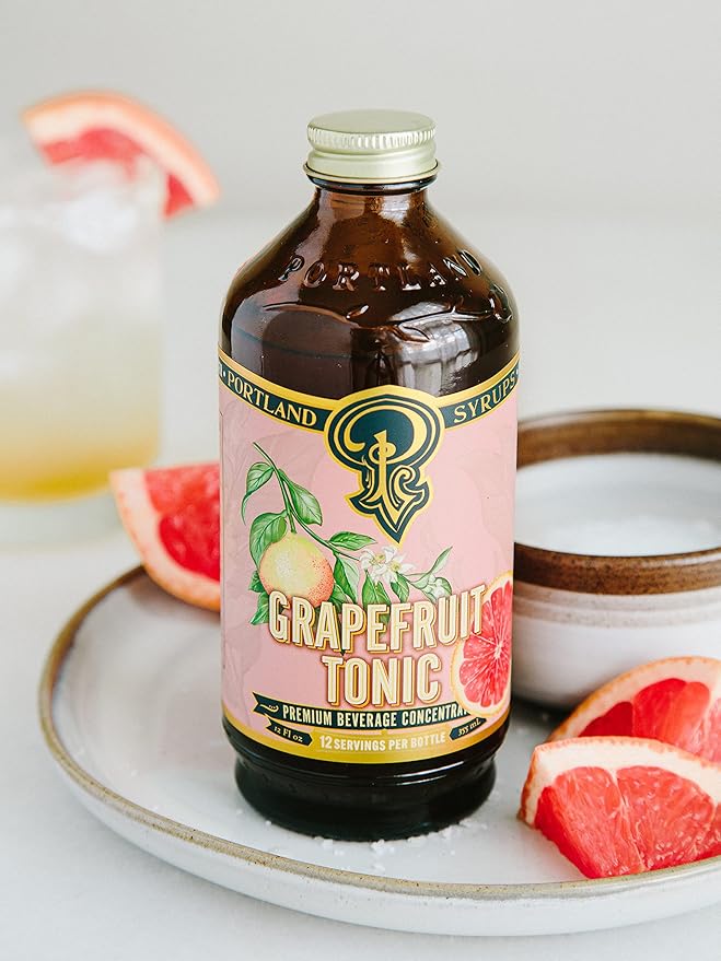 Portland Syrups Grapefruit Tonic Syrup - Refreshing Citrus Flavor - Premium Beverage Concentrate for Cocktails, Mocktails, Tea, and More - 12 oz with 12 Servings (Pack of 2)