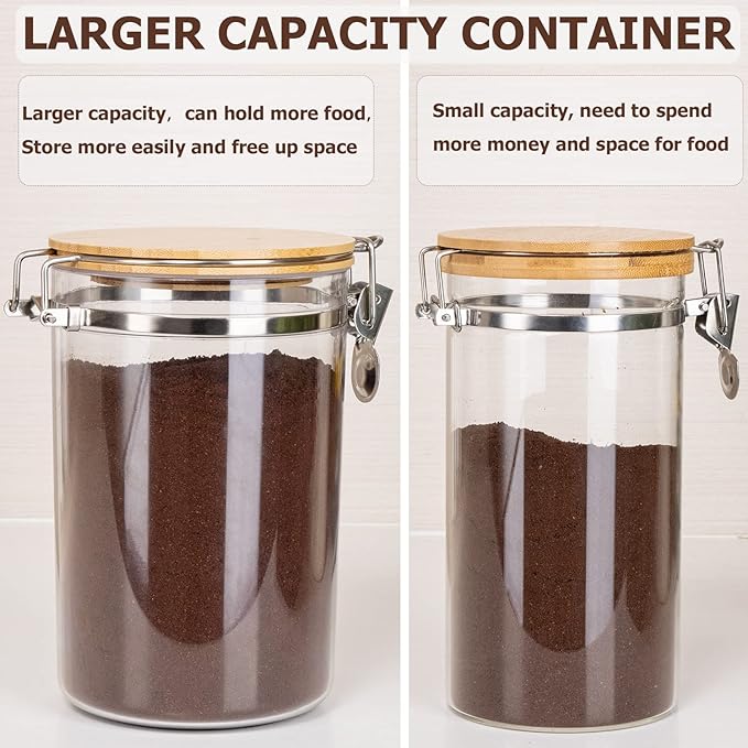 Yangbaga Coffee Container for Ground Coffee,2×58OZ Storage Containers with Shelf & Scoop,Plastics Airtight Coffee Canisters for Ground Coffee Bean,Food Storage Jars for Kitchen,Nuts,Tea,Sugar