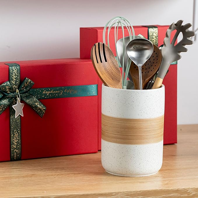 Large Storage Containers with Lids, Ceramic Coffee Container Kitchen Food Storage Jars for Spice Sugar Tea Bag, Stackable Decorative Jars for Counter, White & 61 fl.oz