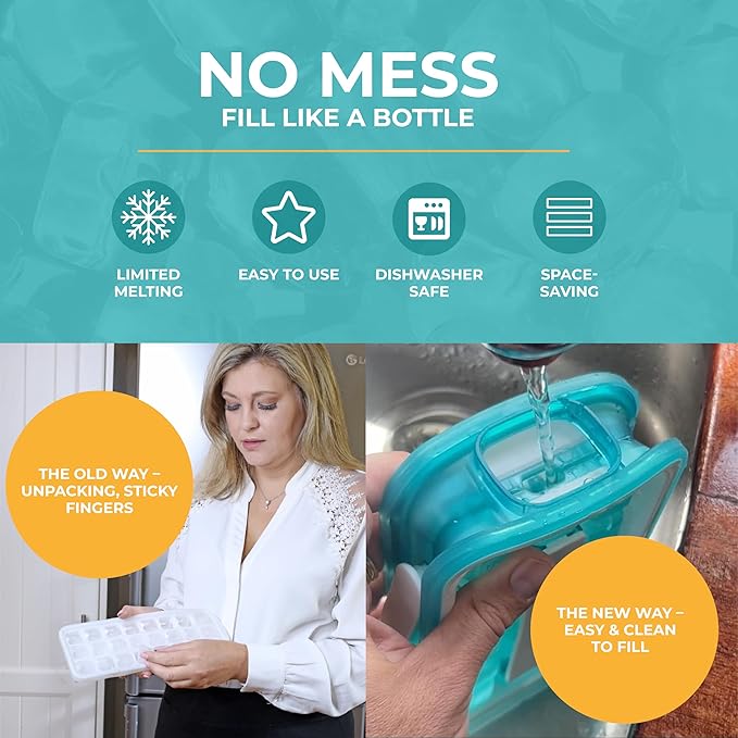 ICEBREAKER POP 2.0 2024: Make And Serve Ice Without Ever Touching The Ice | The Sanitary Silicone Ice Cube Tray for Freezer | Patented Ice Trays for Freezer | This Ice Cube Maker Makes 18 Cubes