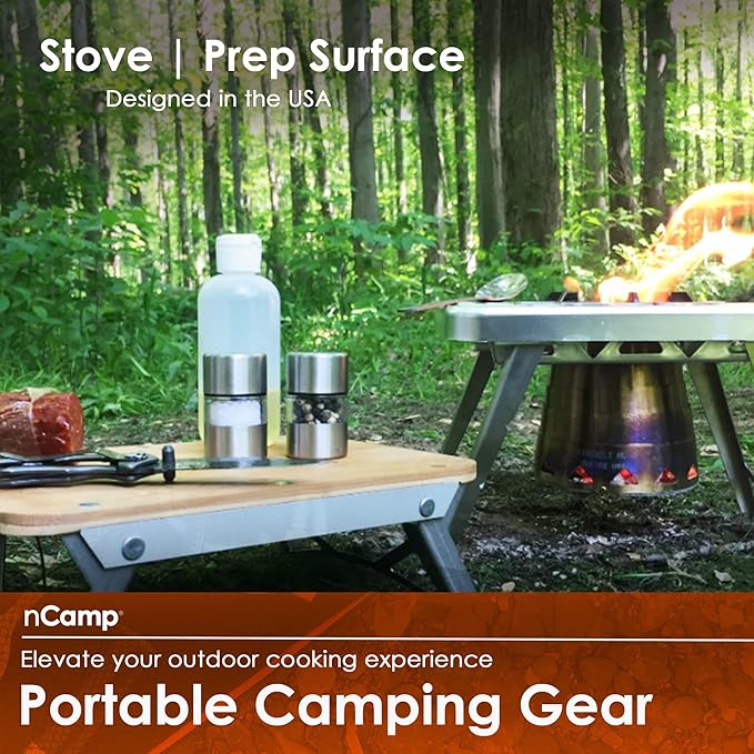 nCamp K2G Basic Compact Cooking Stove and Prep Surface Board Outdoor Camping Set Bundle