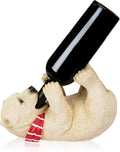 True Cheery Cub Polyresin Wine Bottle Holder - Table Top and Counter Wine Rack, Set of 1, Animal Home Decor, White, Holds 1 Standard Wine Bottle