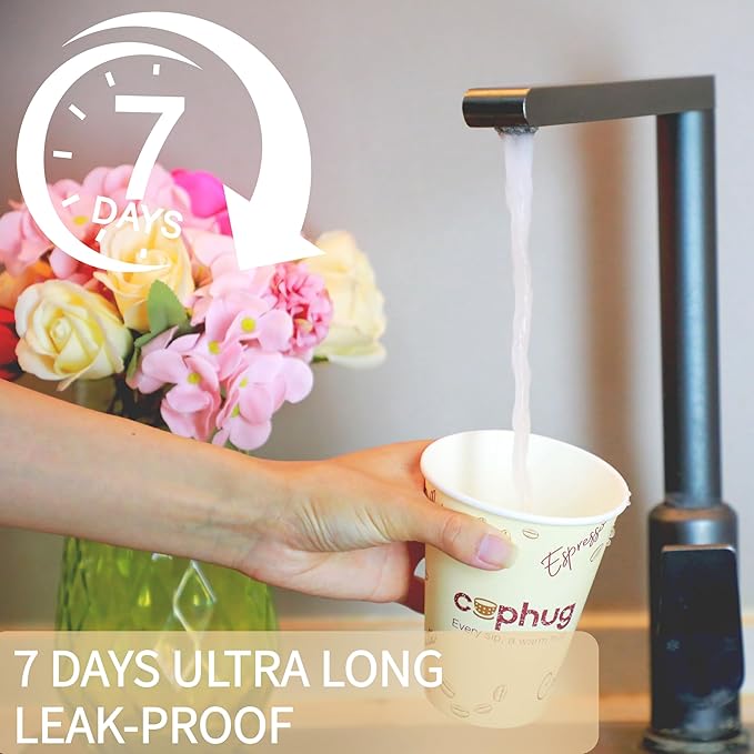 Cuphug 100 Pack 12 oz Coffee Cups with Lids, To Go Paper Cups with Sleeves and Stirring Sticks, Insulated Disposable Coffee Cups for Hot/Cold Drinks