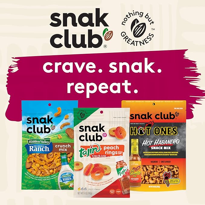 Snak Club Sweet and Salty Trail Mix with Peanuts, Butter Toffee Peanuts, M&M'S Chocolate Candies, Toasted Corn, Honey Sesame Sticks, and Almonds, Kosher Snack, 24 oz Resealable Bag