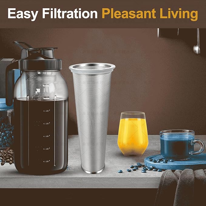 2 PCS Cold Brew Coffee Filter, 304 Stainless Steel Food Grade, Coffee Maker, Tea Maker,Water Filter, Ultra Fine Mesh, Wide Mouth Mason Jar 64oz