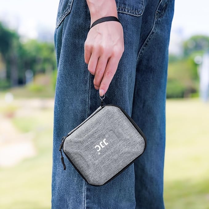 JJC Durable Hard Shell Lens Filter Case Up to 95mm, 4 Pockets Lens Filter Holder Bag with Belt Loop and Wrist Strap, Camera Lens Filter Storage Case Carrying Pouch for Filter Round Filter ND UV CPL