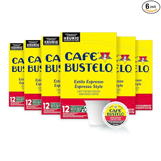 Café Bustelo Espresso Style Dark Roast Coffee, 72 Count Keurig K-Cup Pods