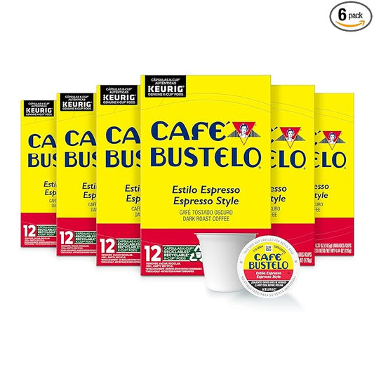 Café Bustelo Espresso Style Dark Roast Coffee, 72 Count Keurig K-Cup Pods