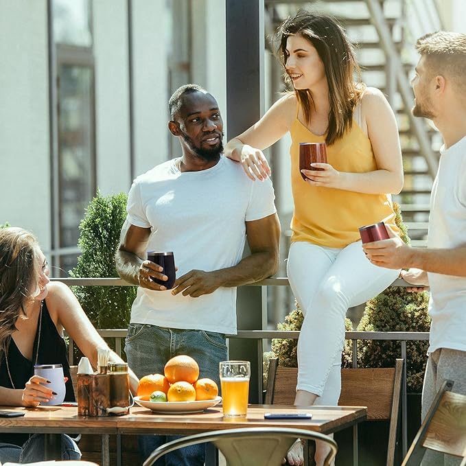 MEWAY Stemless 12oz Wine Tumbler Glasses with Lid -Insulated Double Wall Vacuum Stainless Steel Glitter Tumbler with Straw,for Woman Under 10 dollars(Rainbow Black,1)