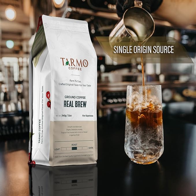 TARMO - REAL BREW | Low Acid 100% ARABICA Ground Coffee | Specialty Vietnamese Coffee | Single Origin Medium Roast | Coffee Ground 35.5 Oz Bag