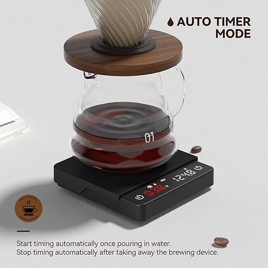 Coffee Scale with Timer, 0.1g High Precision Kitchen Scale, Drip Espresso Scale with Auto Tare, Touch Sensor and Silicone Cover - 4.4 lbs/2 kg