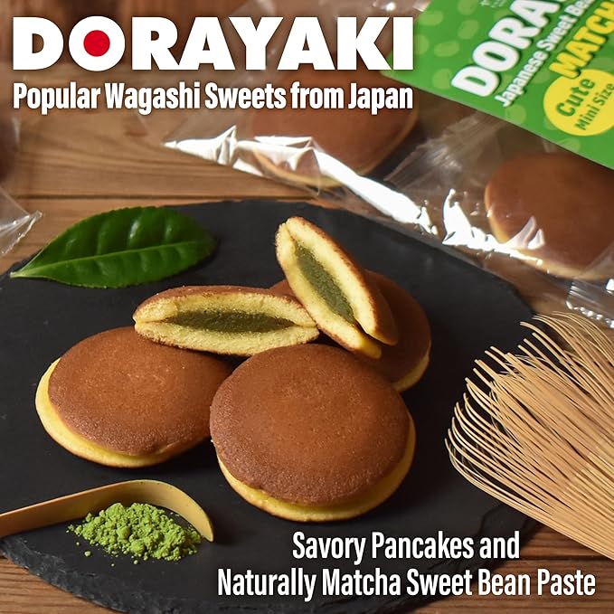 YAMASAN KYOTO UJI Dorayaki Japanese Matcha Sweet Bean Paste Pancake, Traditional Japanese Wagashi Sweets, Cute Mini Size, Matcha Candy, Individually Wrapped, Made in Japan 184g(6.49oz)