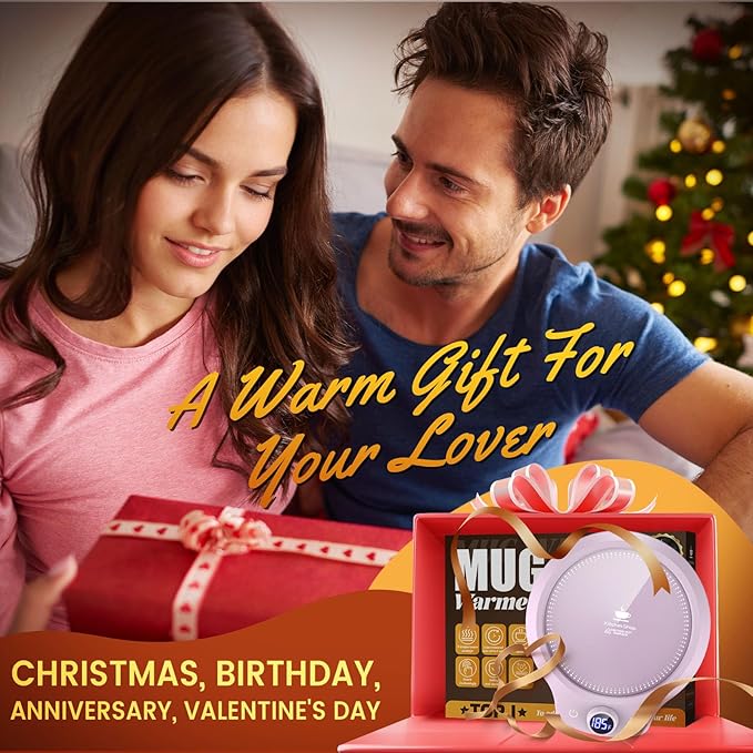 Fast Heating Mug Warmer - 4 Temp Settings & 1-12H Timer, Coffee Cup Warmer Plate for Desk Auto Shut Off, Ideal Beverage Warmer Gift for Coffee, Tea, Milk (Purple)