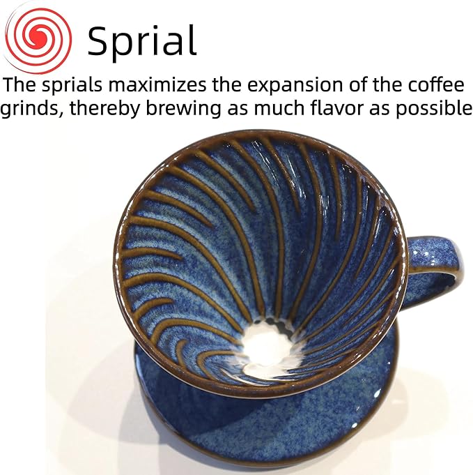 Ceramic Coffee Dripper includes 50 Filters 01 Pour Over Coffee Maker Porcelain V 60 Hand Brewed Set Pottery Artisanal Drip Brew Barista Gift for 1-2 People Travel Camping Office Home