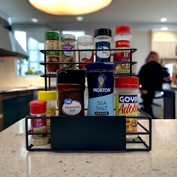 Liquor Organizer Coffee Syrup Rack - Premium Wine Bottle Rack, bar Organizer Shelf Holder Syrup Stand Display for dressings, and Cocktail Mixers - 6 Bottle Capacity (Black)