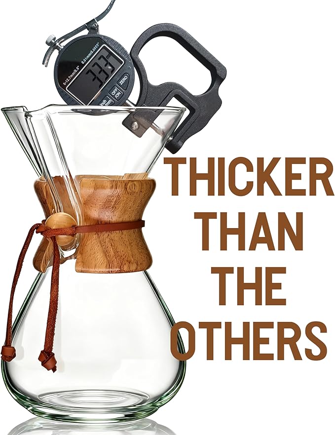 AGOGO Pour Over Coffee Maker Glass - 6/8/10 Cup Barista Kit with 304 Stainless Filter for Home, Office, Camping, Cafes - Easy Clean Coffee Dripper Set (Rag&Brush Included) (8 Cup/28 oz)