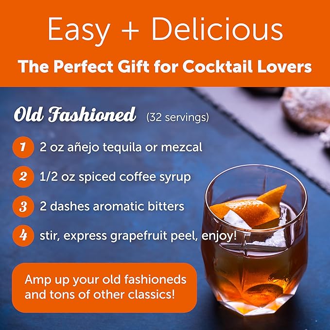 Shaker & Spoon Spiced Coffee Syrup, 16oz Syrup for Drinks, Coffee Syrups, Cocktail Mixers, Mocktails, Non Alcoholic Drinks