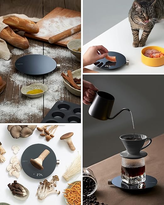 HOTO Smart Food Scale, Kitchen Scale, Food Scales Digital Weight Grams and Oz, Coffee Scale, Kitchen Scale with 0.1g High Precise Sensor, Measures in 4 Units (g/ml/oz/lb: oz)，Batteries Not Included