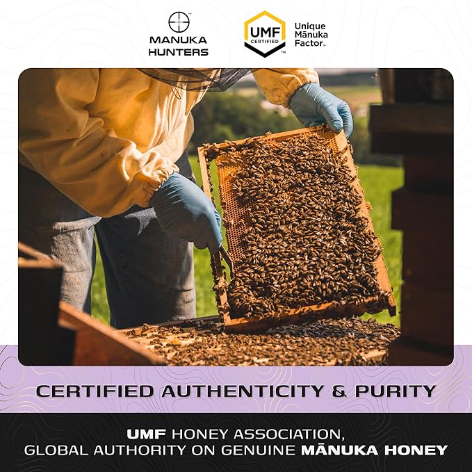 Manuka Hunters UMF 15+/MGO 514+ Certified New Zealand Manuka Honey - 100% Pure Natural Sweetener - Gluten, Dairy Free - Ideal for Tea, Coffee, Smoothies, and Baking - Sustainable - 8.8oz/250g Jar