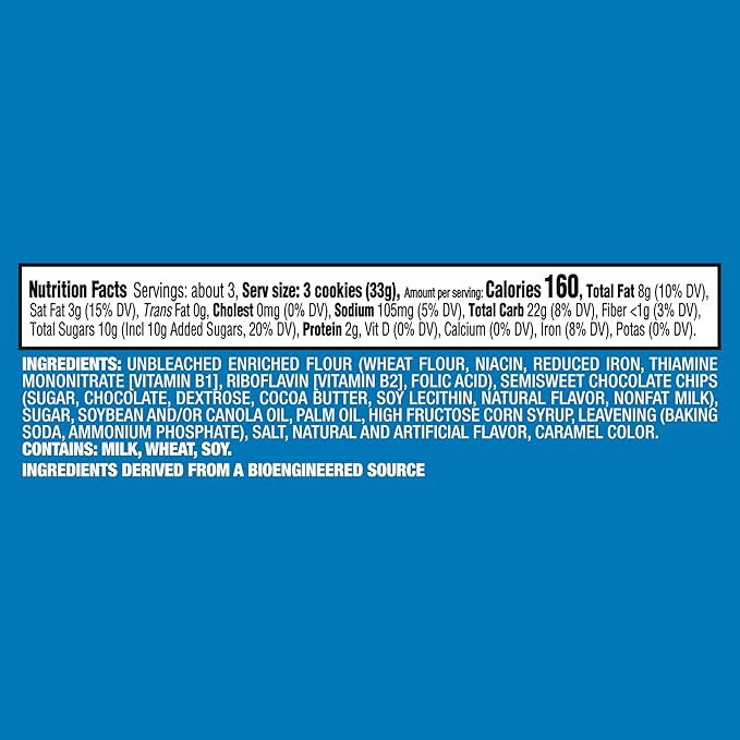 CHIPS AHOY! Original Chocolate Chip Cookies, 16 King Size Snack Packs (10 Cookies Per Pack, 2 Boxes)