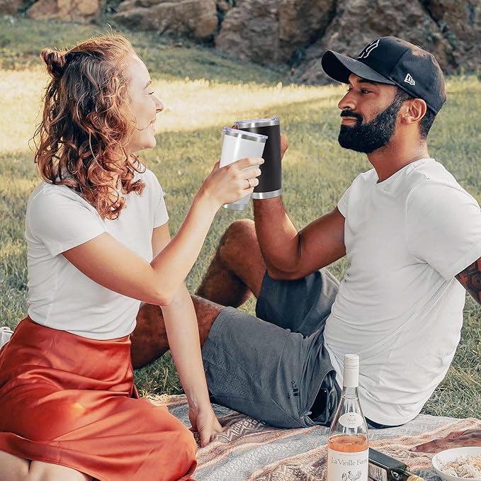 20 oz Tumbler Coffee Travel Tumblers Bulk with Lid Stainless Steel Double Wall Vacuum Insulated Mug Powder Coated Cups fit Car Cupholder for Hot and Cold - Black, 12Pack