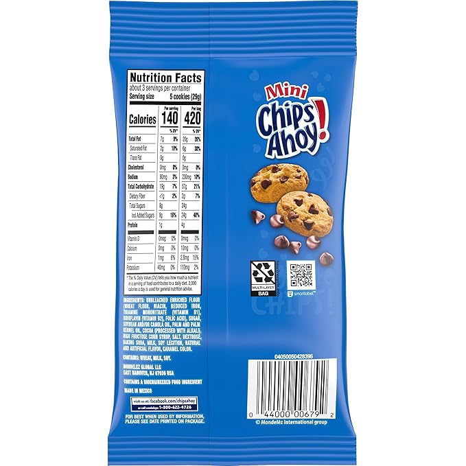 CHIPS AHOY! Mini Original Chocolate Chip Cookies, Big Bag, 12 - 3 oz Packs