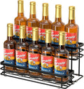 Coffee Syrup Rack Organizer, Syrup Bottle Holder Stand for Coffee Bar, 2-Tier 10 Bottles Storage Shelves for Syrup, Wine, Dressing for Kitchen Countertop (10 Bottles Black)