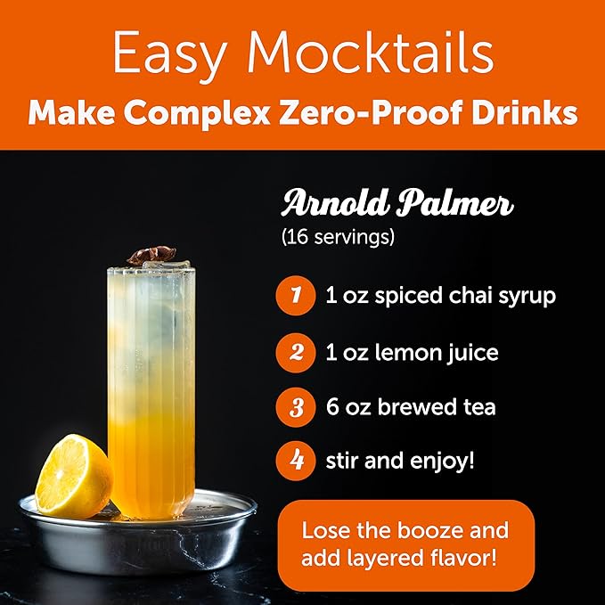 Shaker & Spoon Spiced Chai Cocktail Syrup, 16oz Coffee Syrup for Drinks, Coffee Syrups, Cocktail Mixers, Mocktails, Non Alcoholic Drinks