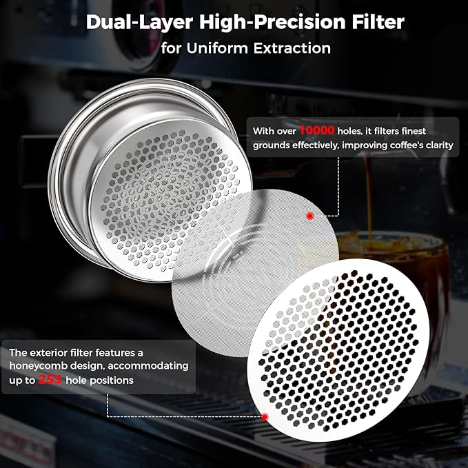 IKAPE 58mm Bottomless Naked Portafilter Silver, Suitable for E61, Flair 58, ECM, Rocket, Sanremo, Synesso, Slayer, VBM Coffee Machines (Included 20g Capacity Filter Basket)