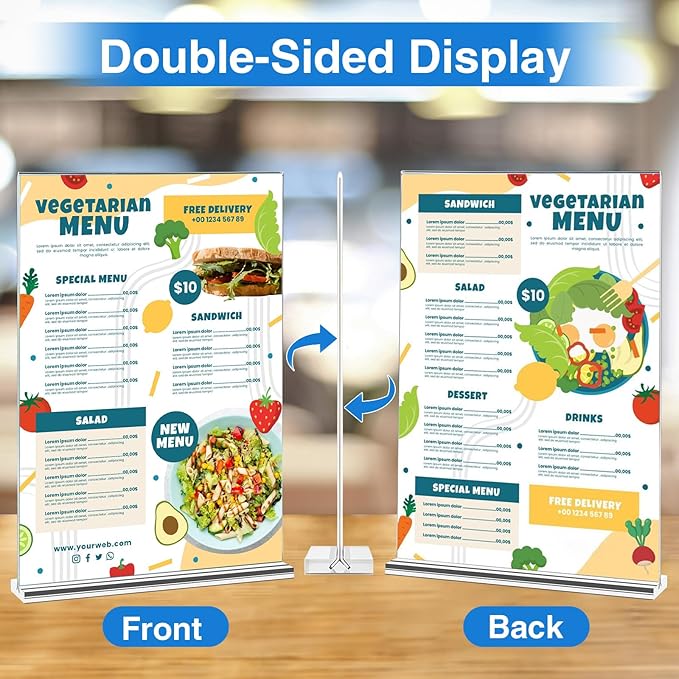 Daofary 12 Pack Acrylic Sign Holder 4 x 6, Double-Sided Stand up Table Top Sign Holders, Clear Acrylic Picture Frame Menu Flyer Paper Holder Display Stand for Office Business Store Wedding Party